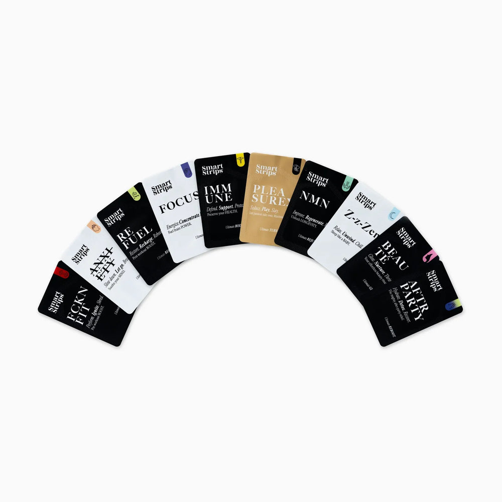 All ten Smart Strips single sachets fanned out