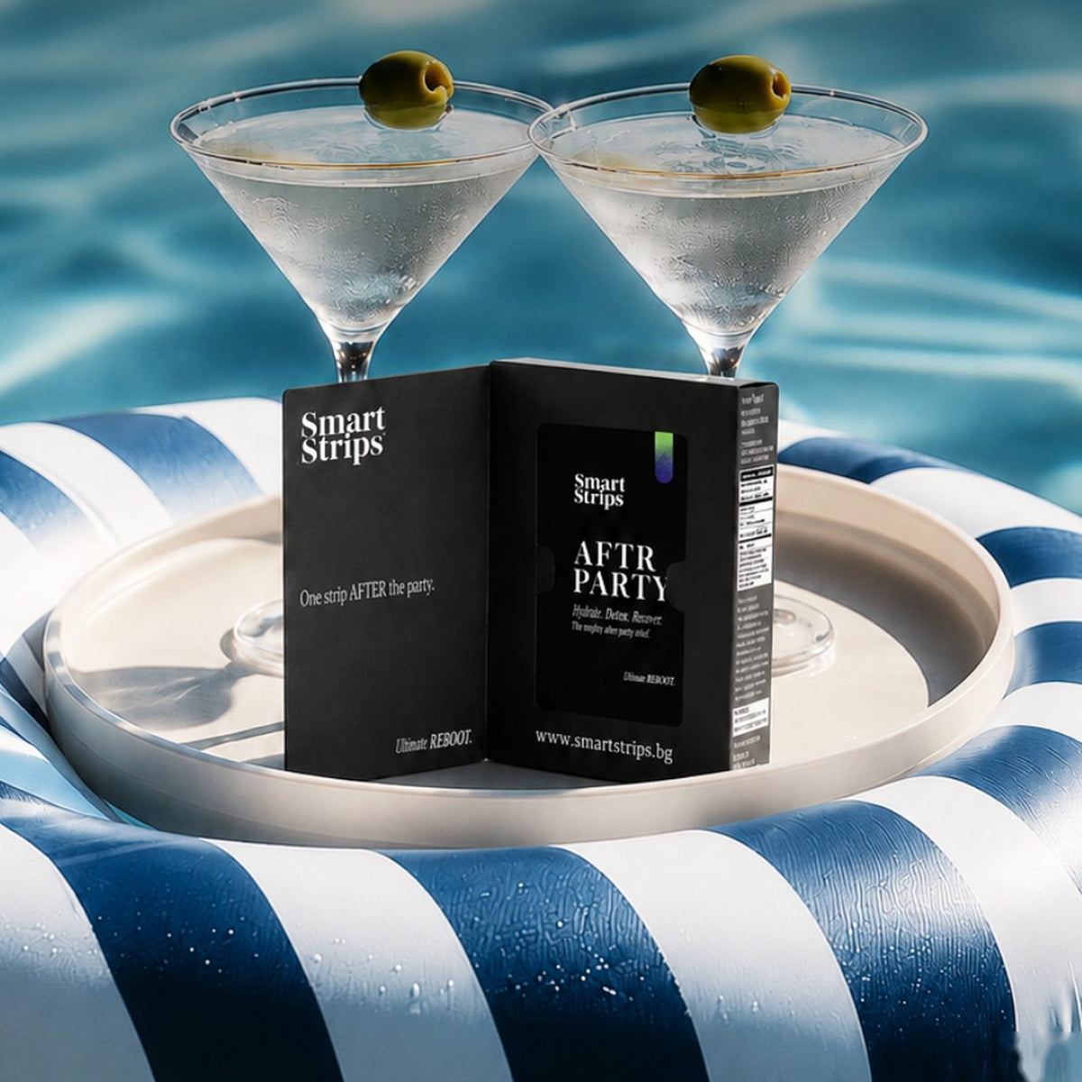 Smart Strips AFTR PARTY oral dissolvable strips, martini cocktails with the box