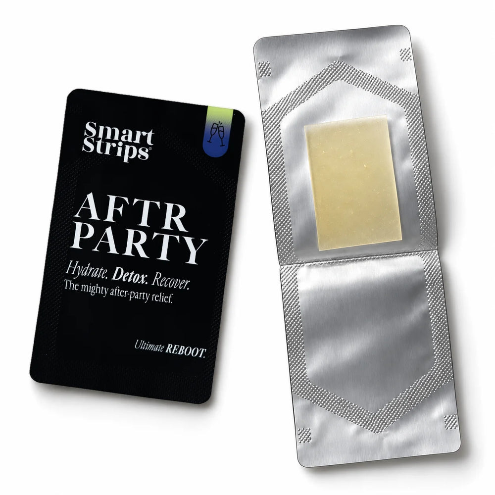 Smart Strips AFTR PARTY oral dissolvable strips, box and single sachet