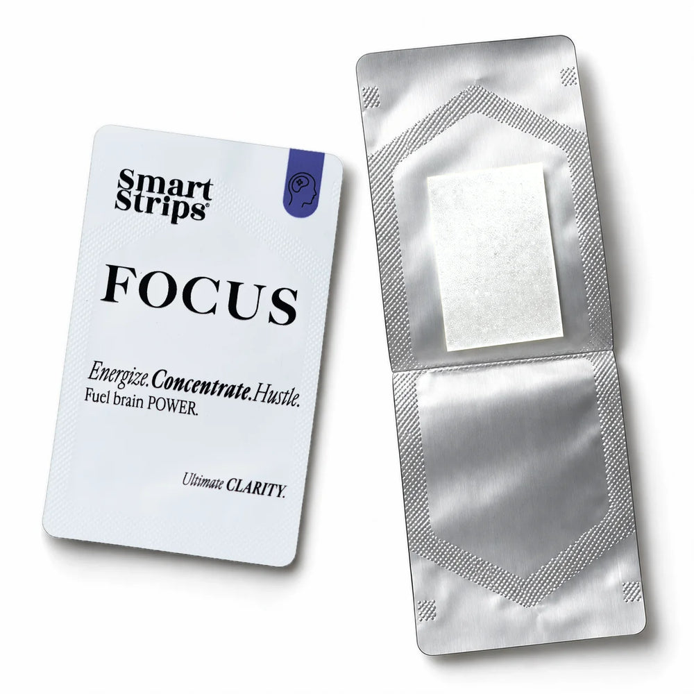 Smart Strips FOCUS oral dissolvable strips, box and single sachet