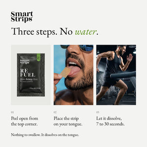 Smart Strips REFUEL oral dissolvable strips, how to use in three steps