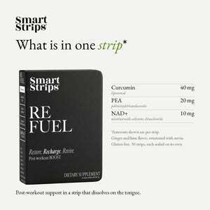 Smart Strips REFUEL oral dissolvable strips, ingredients per strip