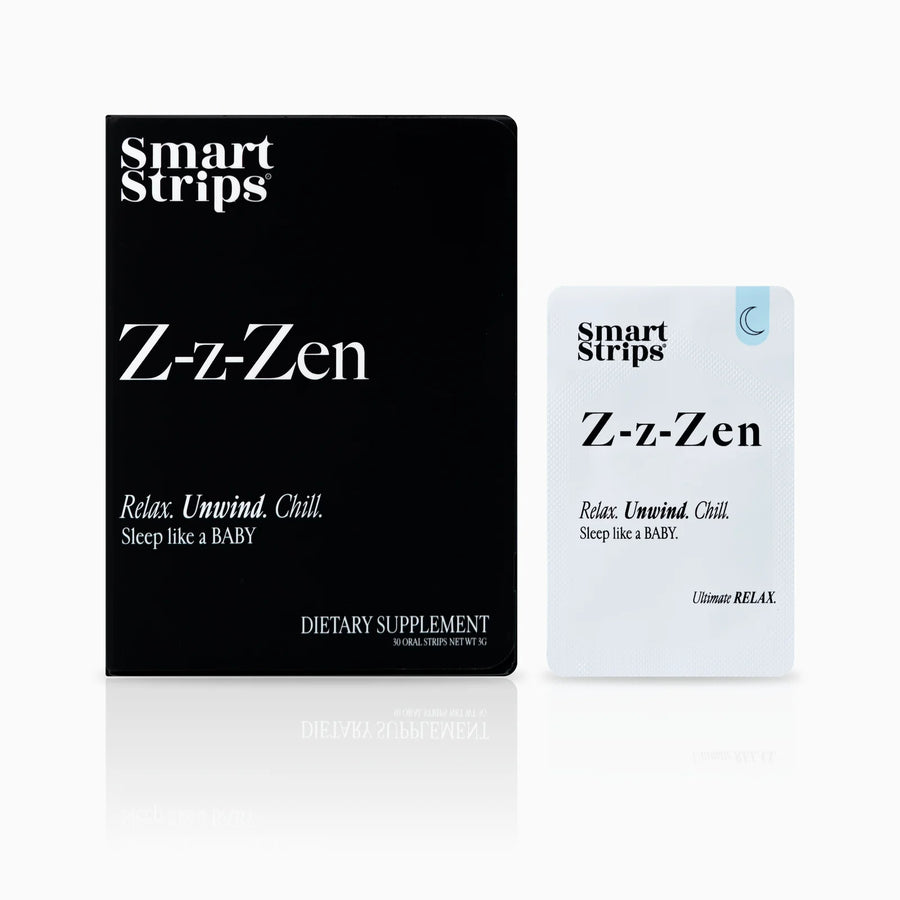 Smart Strips Z-z-Zen oral dissolvable strips, box and single sachet